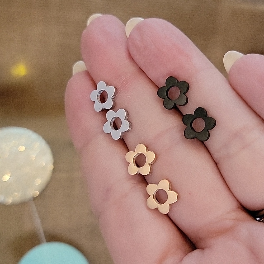 MINIMALIST FLOWER STUD EARRINGS, Choice of Color